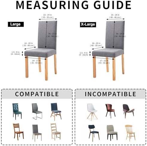 Easy-Going 100% Waterproof Dining Room Chair Covers Set of 6, Large
