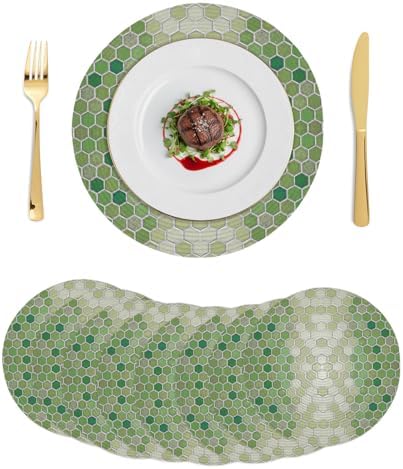 Neutral Honeycomb Round Braided Placemats Set of Set of 8 Heat