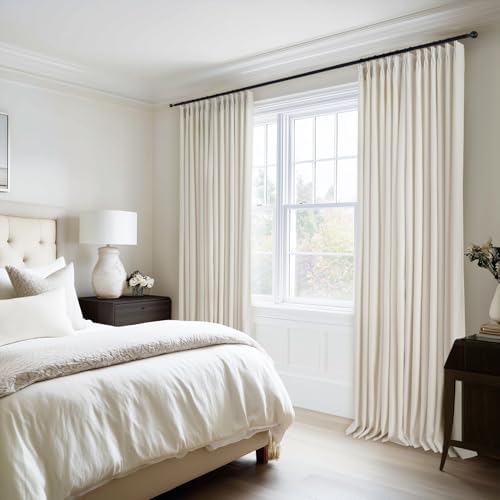 120 Inch Long Ivory Velvet Curtains Luxury Minimalist Pinch Pleated