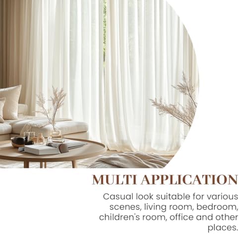 Dreaming Casa Taupe Sheer Curtains 96 Inch Long, Rod Pocket & Back Tab