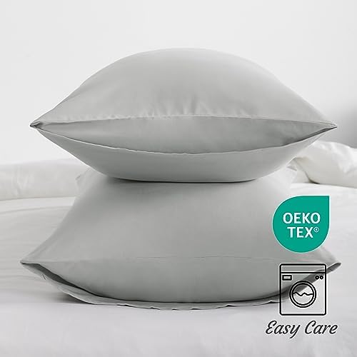 NTBAY Standard Microfiber Pillowcases, Set of 2, Light Grey
