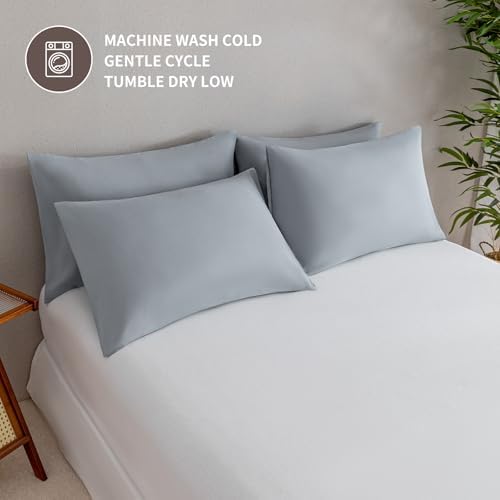 MINIPANDA Light Grey Pillow Cases Set of 4 Queen Size, Envelope Design