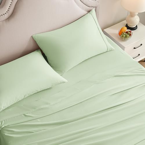 Full Size Bed Sheets Set, 4 Pieces Hotel Luxury Soft Microfiber Bed