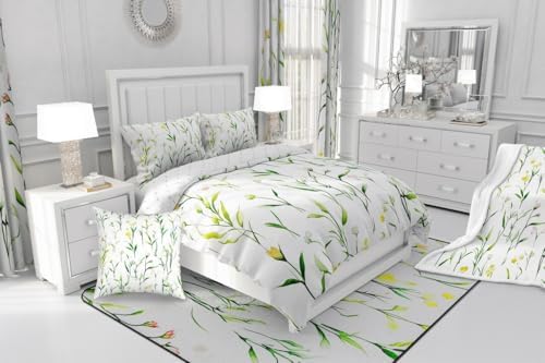 jejeloiu Botanical Floral Reversible Throw Pillow Covers for Girls