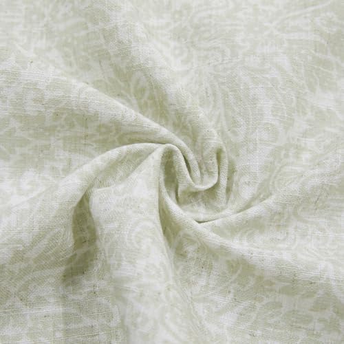 TWOPAGES Linen Textured Floral Curtain 108 Inch Length Pinch Pleat