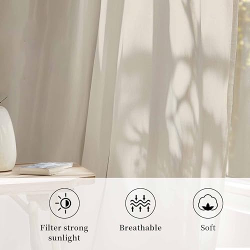 Ivory White Sheer Curtains 108 Inch Length Modern Pure Ivory White