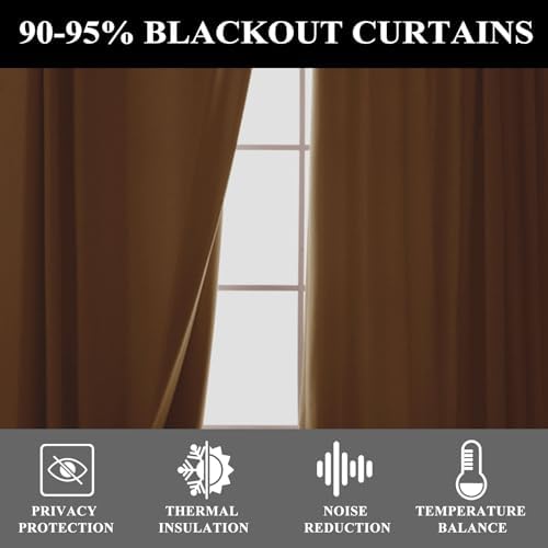 Fcosie Natural Linen Blended Curtains 63 Inches Length Blackout