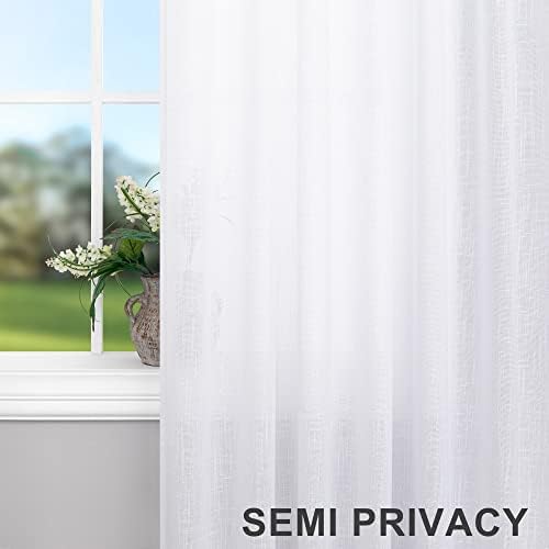 Extra Long White Curtain 108 Inches Long 2 Panel Set for Living Room