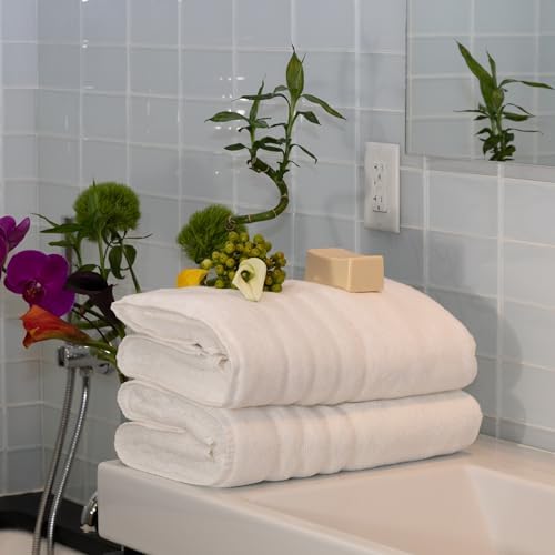 Mosobam Luxury Turkish Bath Sheets, 2 Pack, 35 x 70 in, 700 GSM, White