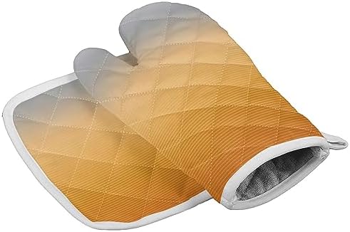 Quilted Cotton Terry Cloth Oven Mitt, Pot Holder Orange Grey Gradient