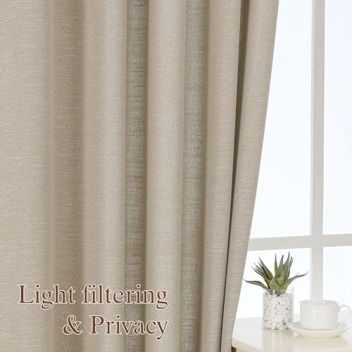 OWENIE Extra Linen Curtains for Bedroom Living Room 120 Inches Long 2