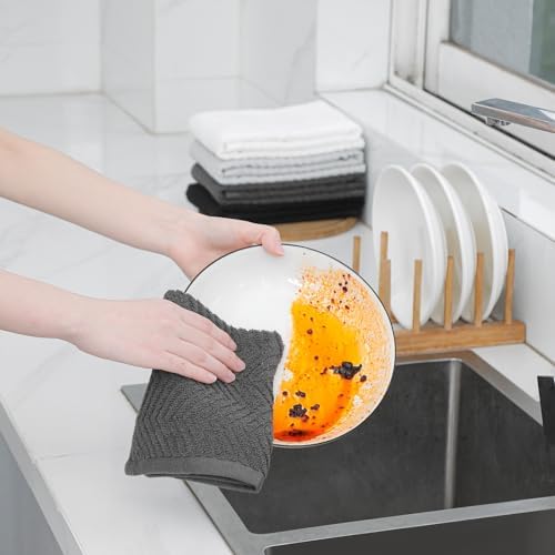 100% Cotton Kitchen Dish Towels Set, 16" x 25" Super Absorbent and