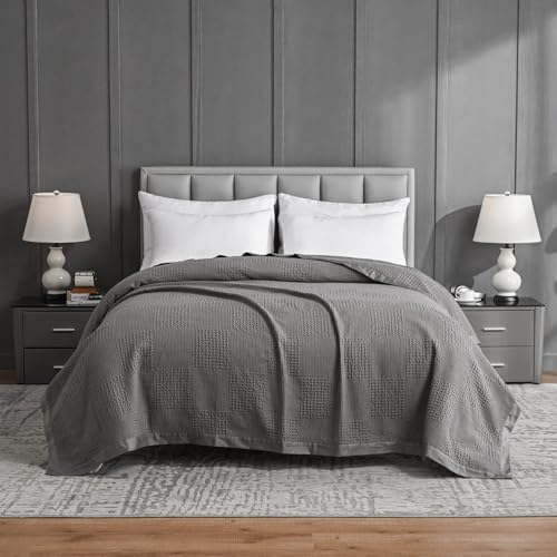 meadow park Cotton Waffle Blanket with Sateen Binding - Queen Size