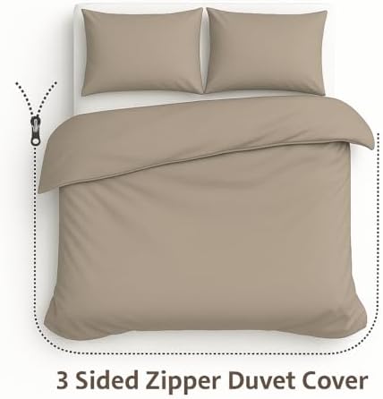 3 Sided Zipper Closure Duvet Cover| Full/Queen Size Warm Taupe