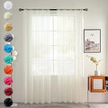 youleyar Solid Sheer Rod Pocket Curtain Voile Draperies 2 Panels White