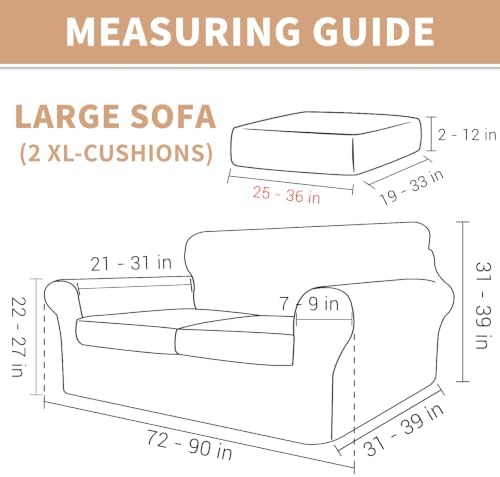 ZNSAYOTX 3 Piece Stretch Couch Covers (72"-90") New-Rectangle Texture