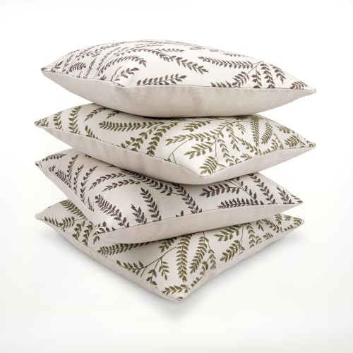 Pack of 2 Linen Blend Jacquard Botanical Throw Pillow Covers 20x20