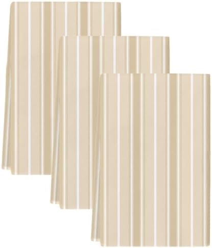 Khaki Stripe Kitchen Towels Set of 3, Water Absorbent Dish Towel