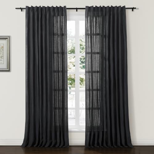 Drapifytex Light Filtering Drape for Living Room, Natural 100% Linen