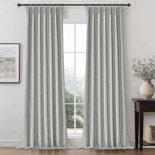 Gray 108 Inch Extra Long Curtains for Living Room 2 Panels Set, Memory