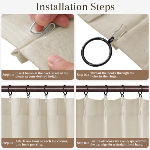 Joywell Extra Long Linen Pinch Pleated Curtains 108 Inch 4 Panels