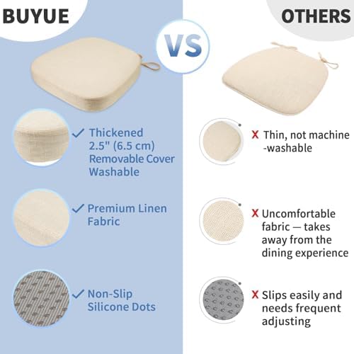 BUYUE Dining Chair Cushions 2.5 Inch Thick, U Shape Kitchen Chair Pads
