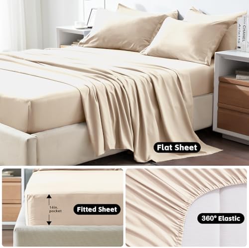 COZYART Full Comforter Set 7 Pcs, Beige Bed in a Bag