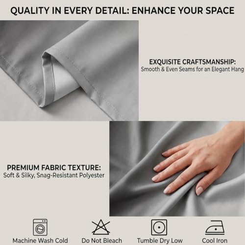 Grey and Grayish White Curtains for Living Room 63 Inch Length Ombre