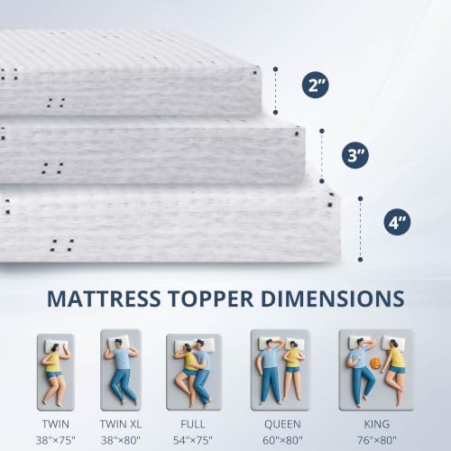 Dyonery 3 Inch Gel Infused Memory Foam Mattress Topper Queen Size