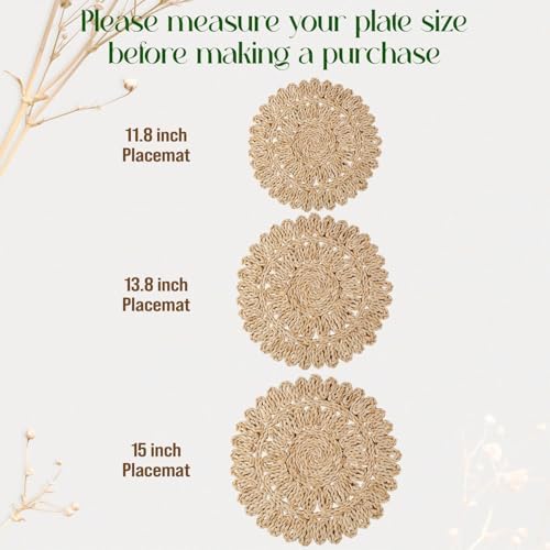 13.8" Set of 8 Corn Husk Woven Round Placemats by DaiVuCrafts