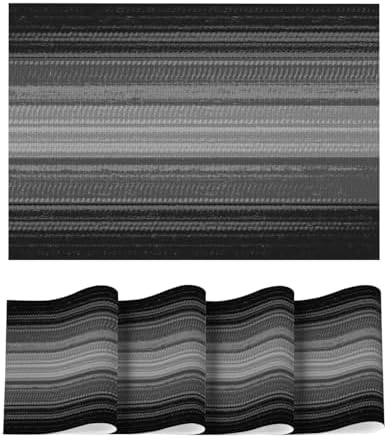 Artoid Mode Black Gray Stripe Halloween Vinyl Placemats Set of 4,Heat