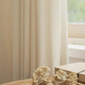 LETAU Beige Cotton and Wool Sheer Curtains 120 inches Long, Pinch
