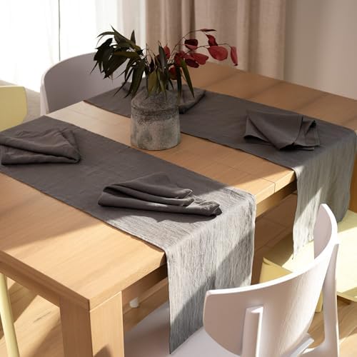 Linen Table Runner 90 inches Long - 100% Pure Linen Flax - Stonewashed