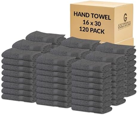 GOLD TEXTILES Premium Grey Hand Towels for Bathroom Bulk - 100% Ring