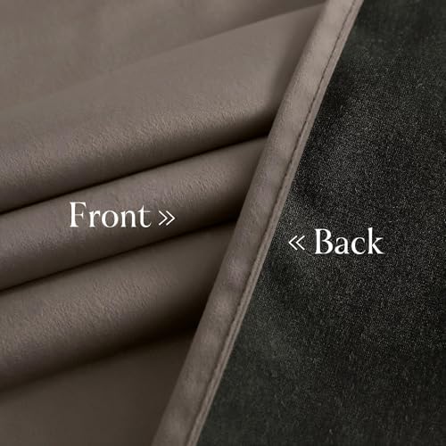 NICETOWN 120 inches Velvet Curtains - Taupe Blackout Extra Long High