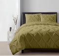 Full/Queen 3-Piece Pintuck Duvet Cover, 90x90, Toupe