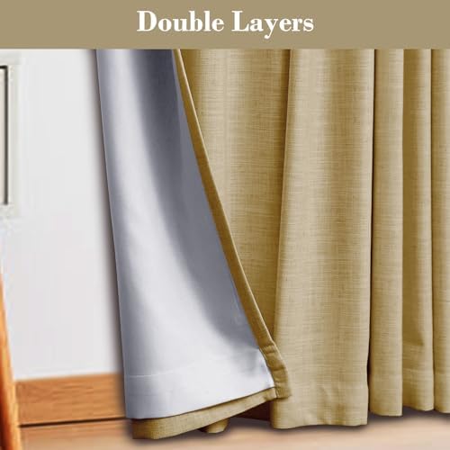 coloeaf Blackout Curtains 108 Inches Long 9ft Linen Textured Grommet