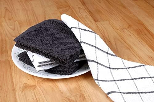 AMOUR INFINI Bundle Pack of 4 Terry Dish Towels + 8 Dish Cloths Highly