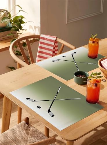 Placemats Set of 8, Sage Green Beige Woven Placemat, Linen Place Mats