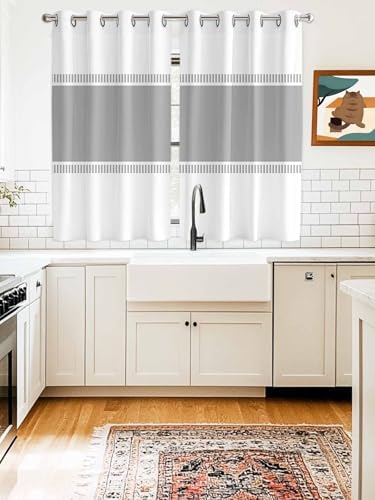 Pure Grey Window Curtains 63 Inch Length, Soild Color Minimalism