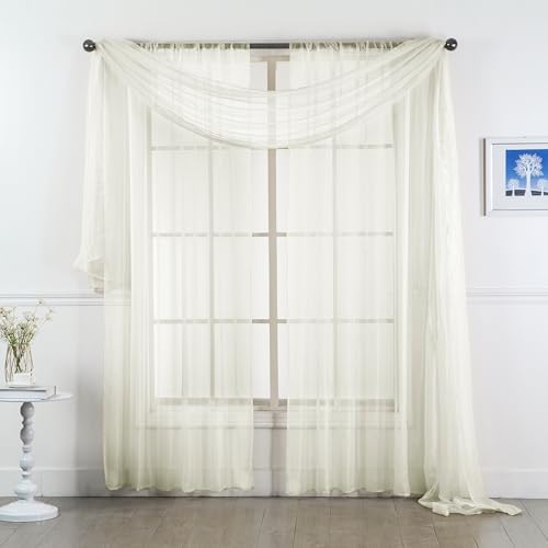 Set of 2 Sheer Curtain Panels Solid Color Rod Pocket Breathable &
