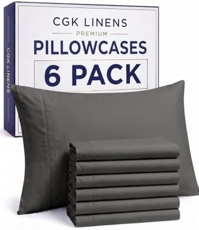 Standard Pillow Cases - 6 Pack Pillowcase Covers - 20" x 26"