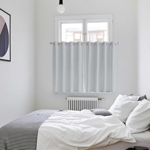 Gray Solid Color Window Curtains 63 Inch Length 2 Panels Set, Modern