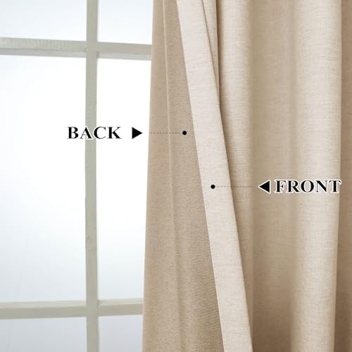 Fcosie Blackout Bedroom Curtains Sand Beige (2 PCS) - Flax Linen