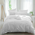 Grey Geometric Duvet Cover Set Queen Size,Modern White Stripe Abstract