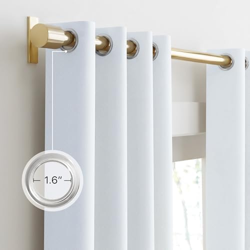 NICETOWN Farmhouse 100% Blackout Linen Curtains for Bedroom, Off