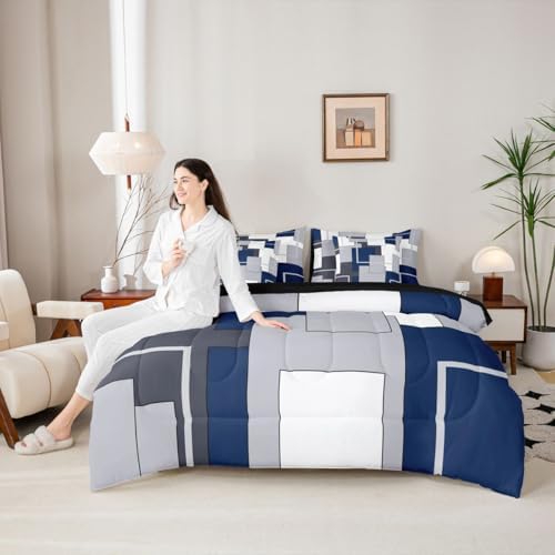Feelyou Abstract Comforter Set Queen Size 7 Pieces Neutral Art Bedding