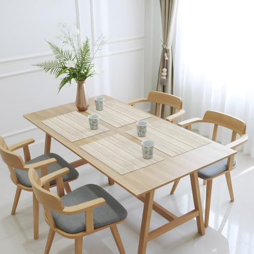 Ivory Wood Grain Placemats Set of 2 Vintage Ivory Creamy Rustic Wooden