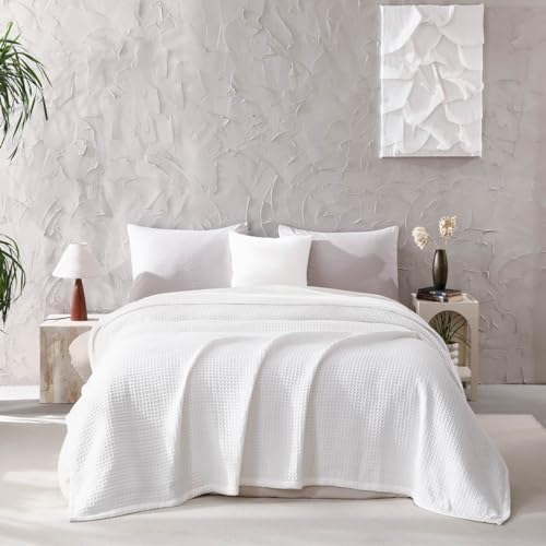 meadow park Cozy Waffle Weave Chenille Thermal Bed Blanket Queen 90” x
