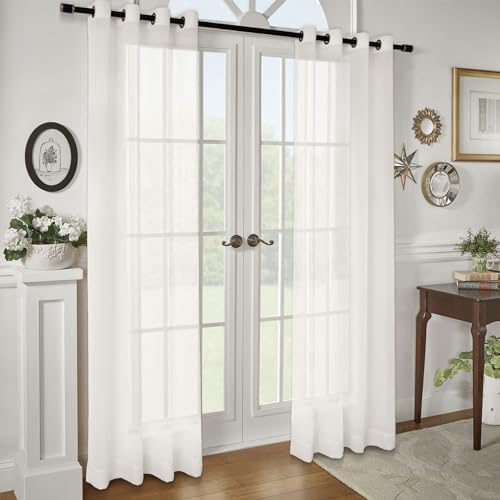 Macochico 120”Wx102”L Sheer Linen Curtains Semi Sheer Window Treatment